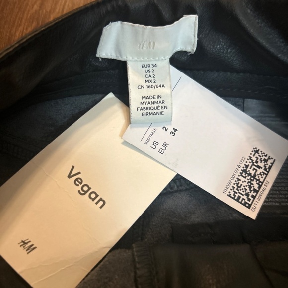 H&M Black Vegan Straight Leg Pants size 2 - Picture 2 of 9